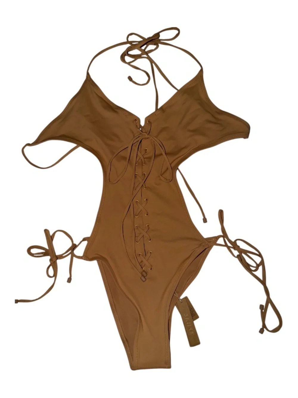 NWT SKIMS Monokini Lace Up Swimsuit L